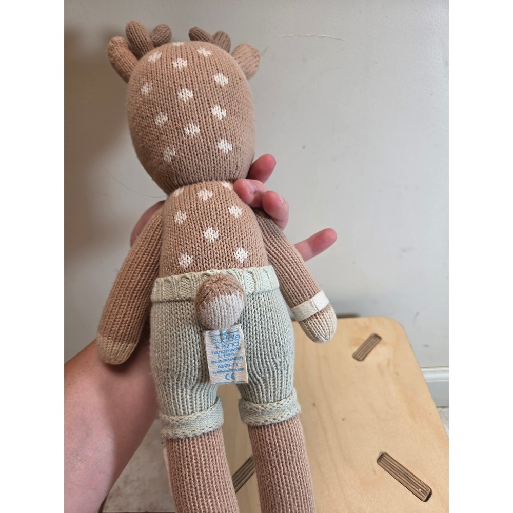 Cuddle + Kind ELLIOT Hand Knit Plush Doll Tan Brown 14 Inch Peru - Picture 3 of 6
